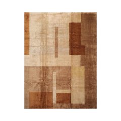 9x12 Hand Knotted Tibetan Wool and Silk Michaelian & Kohlberg Modern & Contemporary Oriental Area Rug Beige, Brown Color