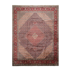 10x14 Hand Knotted 100% Wool Bidjar Traditional 300 KPSI Oriental Area Rug Midnight Blue, Coral Color