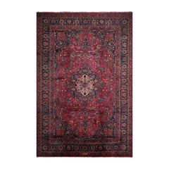 Palace Hand Knotted 100% Wool Mashad Traditional 200 KPSI Oriental Area Rug Burgundy, Plum Color