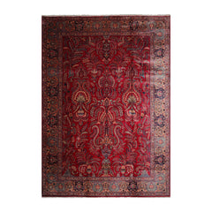 Palace Hand Knotted 100% Wool Sarouk Traditional Oriental Area Rug Red, Peach Color