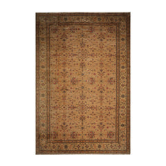 Palace Hand Knotted 100% Wool Traditional Oriental Area Rug Tan, Beige Color