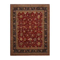 8x10 Hand Knotted 100% Wool Agra Traditional Oriental Area Rug Red, Black Color