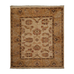 8x10 Hand Knotted 100% Wool Turkish Oushak Traditional Oriental Area Rug Beige, Caramel Color
