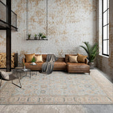 Ariana 9x12 Hand Knotted Muted Turkish Oushak 100% Wool Traditional Oriental Area Rug Light Blue,Taupe Color