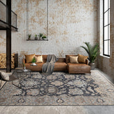 Thompsonville 8x10 Hand Knotted Muted Turkish Oushak 100% Wool Traditional Oriental Area Rug Grayish Blue,Beige Color