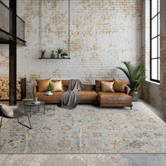 Tillotson 8x10 Hand Knotted Muted Turkish Oushak 100% Wool Traditional Oriental Area Rug Slate, Blue Color