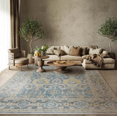 8x10 Hand Knotted Turkish Oushak 100% Wool Transitional Oriental Area Rug Beige, Tan Color