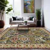 8x10 Hand Knotted Turkish Oushak 100% Wool Transitional Oriental Area Rug Grayish Blue, Lime Color