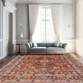 8x10 Hand Knotted Turkish Oushak 100% Wool Transitional Oriental Area Rug Rust, Blue Color