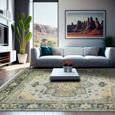 8x10 Hand Knotted Turkish Oushak 100% Wool Transitional Oriental Area Rug Gray, Moss Color