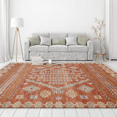 8x10 Hand Knotted Turkish Oushak 100% Wool Transitional Oriental Area Rug Teracotta, Aqua Color