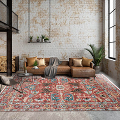 8x10 Hand Knotted Turkish Oushak 100% Wool Arts & Crafts Oriental Area Rug Rust, Turquoise Color