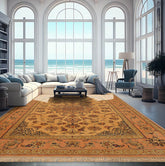 Annunzio 3x5 Hand Knotted 100% Wool Traditional Isfahan with 400 KPSI Oriental Area Rug Gold, Peach Color