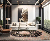 Palace Hand Knotted Wool and Silk Tabriz Traditional 400 KPSI Oriental Area Rug Black, Aqua Color