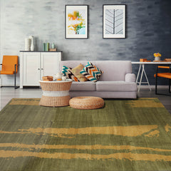 8x10 Hand Knotted Tibetan 100% Wool Michaelian & Kohlberg Modern & Contemporary Oriental Area Rug Green, Muted Gold Color