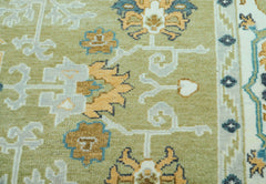 LoomBloom 9x12 Oriental Area Rug in Green Traditional Oushak Wool Hand Knotted