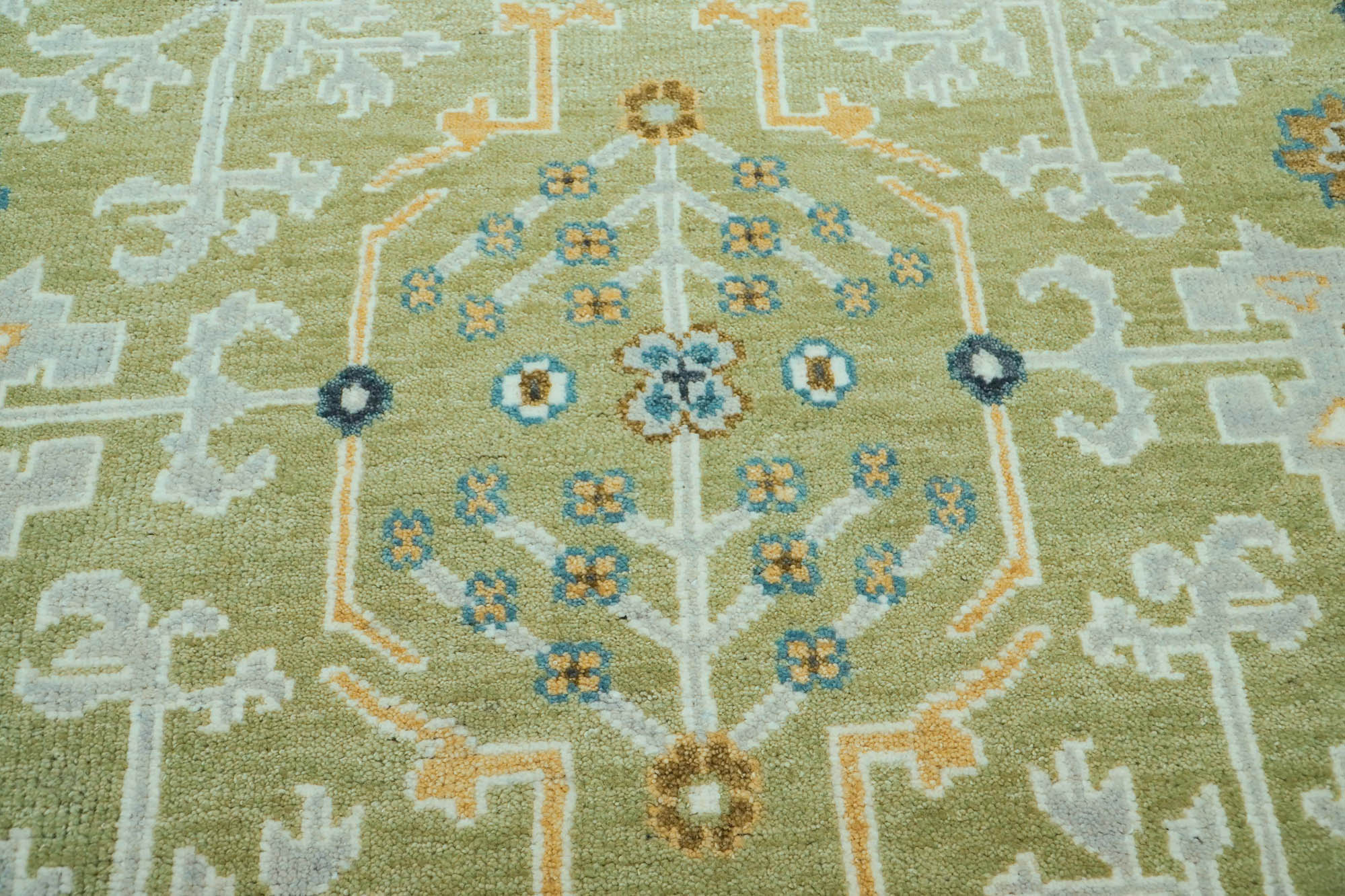 LoomBloom 9x12 Oriental Area Rug in Green Traditional Oushak Wool Hand Knotted