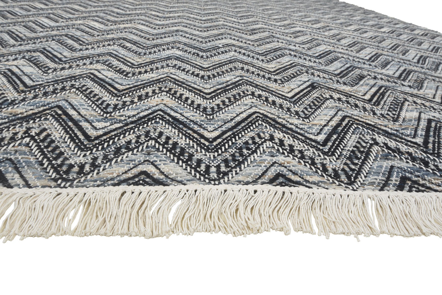 Multi Size Black Slate Gray Ivory Color Hand Woven  Wool Modern & Contemporary Oriental Rug