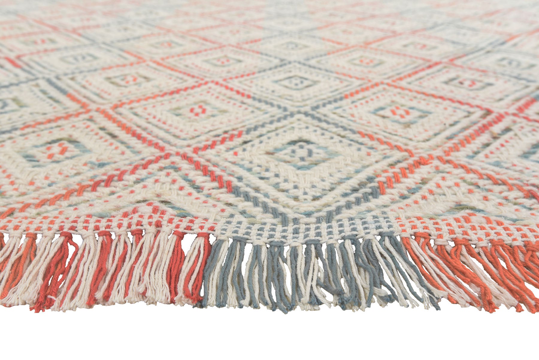 Multi Size White Coral Slate grey Color Hand Woven  Wool Modern & Contemporary Oriental Rug