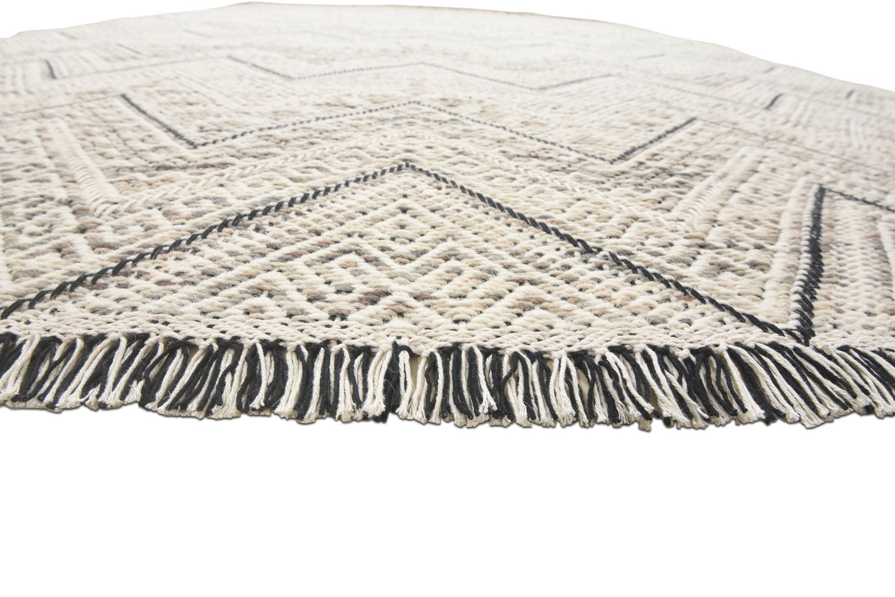 Multi Size Ivory Black Beige Color Hand Woven  Wool Modern & Contemporary Oriental Rug