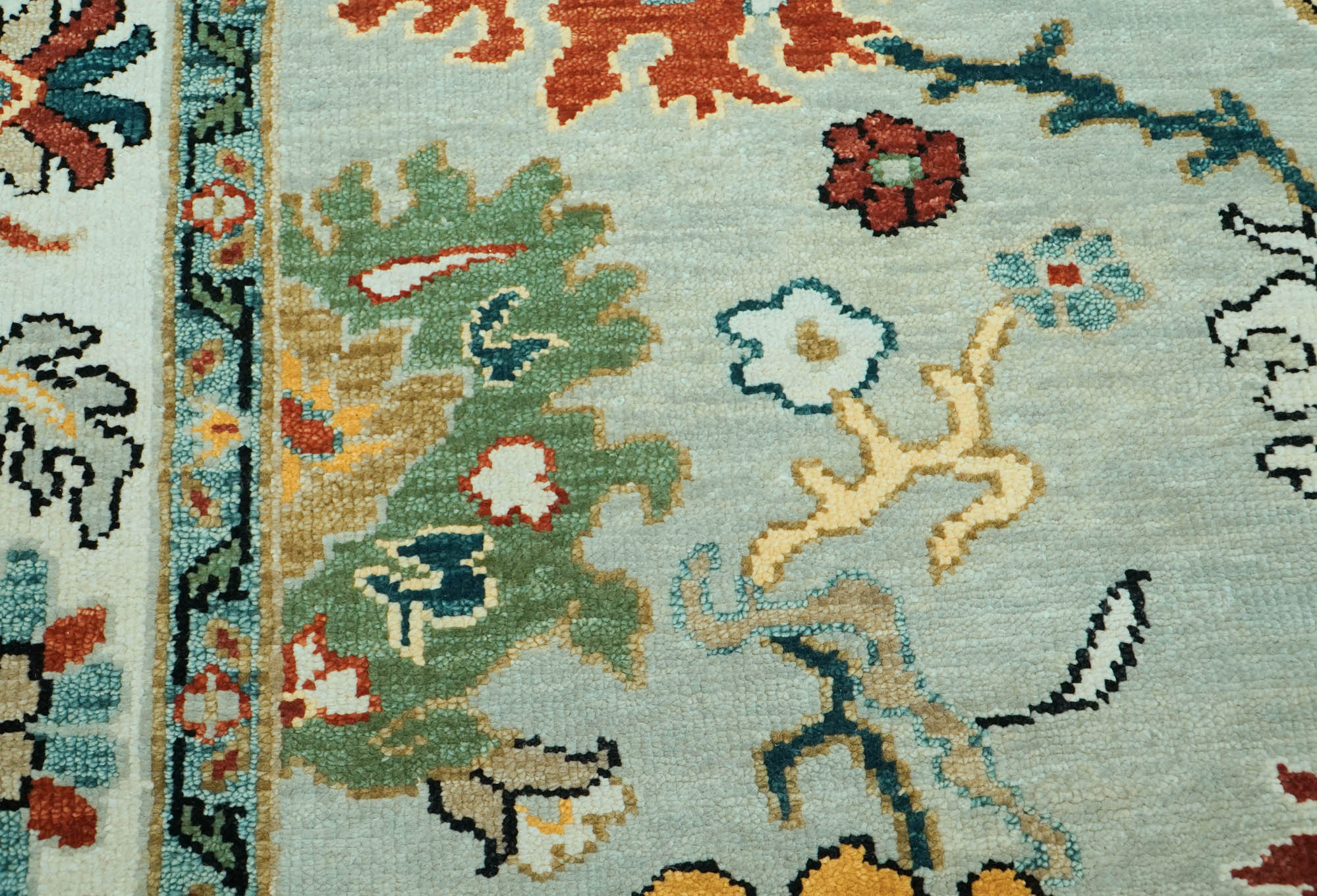 Barnie LoomBloom 8x10 Oriental Area Rug in Mint Arts & Crafts Oushak Wool Hand Knotted