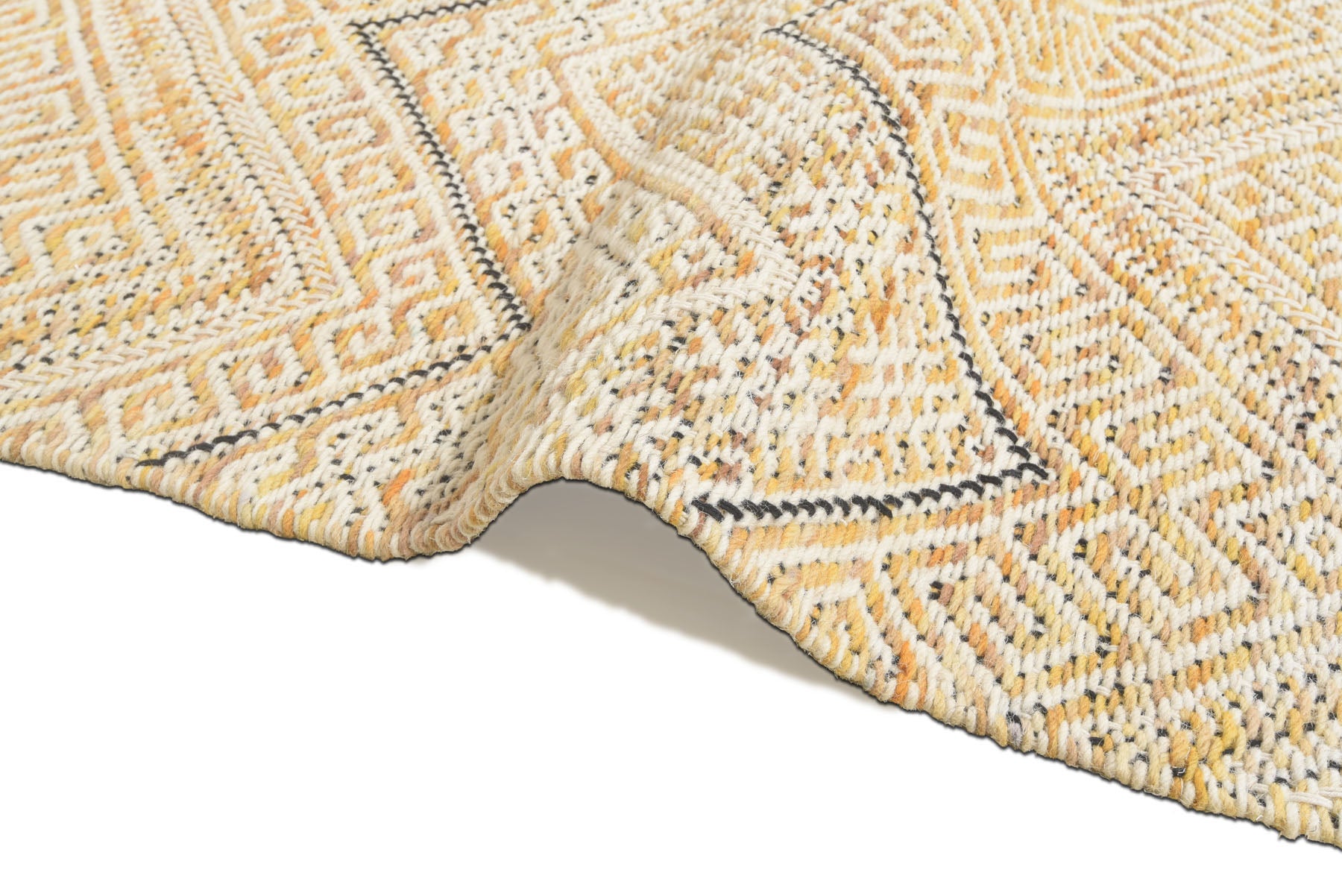 Multi Size Mustard yellow Ivory Beige Color Hand Woven  Wool Modern & Contemporary Oriental Rug