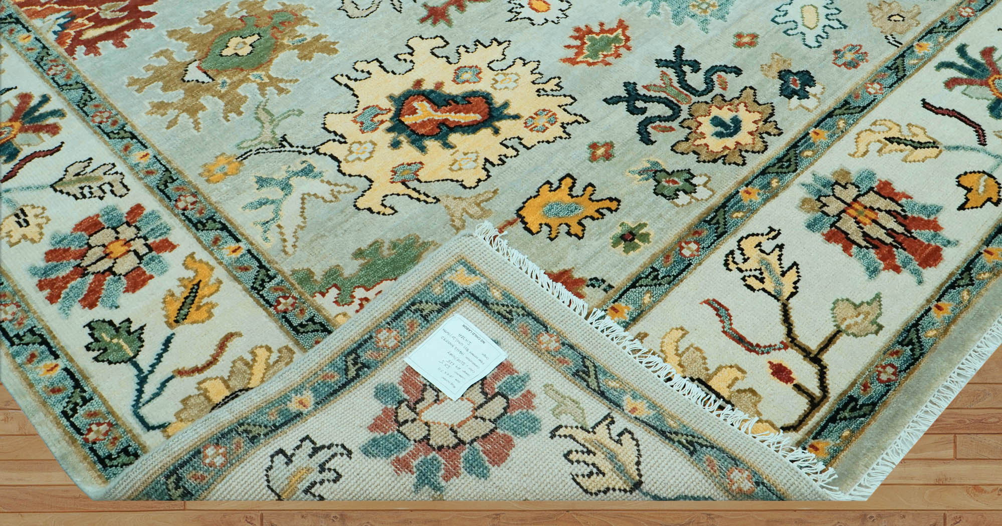 Barnie LoomBloom 8x10 Oriental Area Rug in Mint Arts & Crafts Oushak Wool Hand Knotted