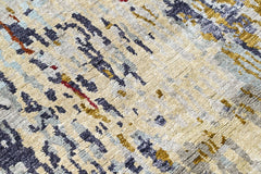 Blue 2'5''x9'8'' Tibetan Sherpa Hand Knotted Wool Oriental Area Rug