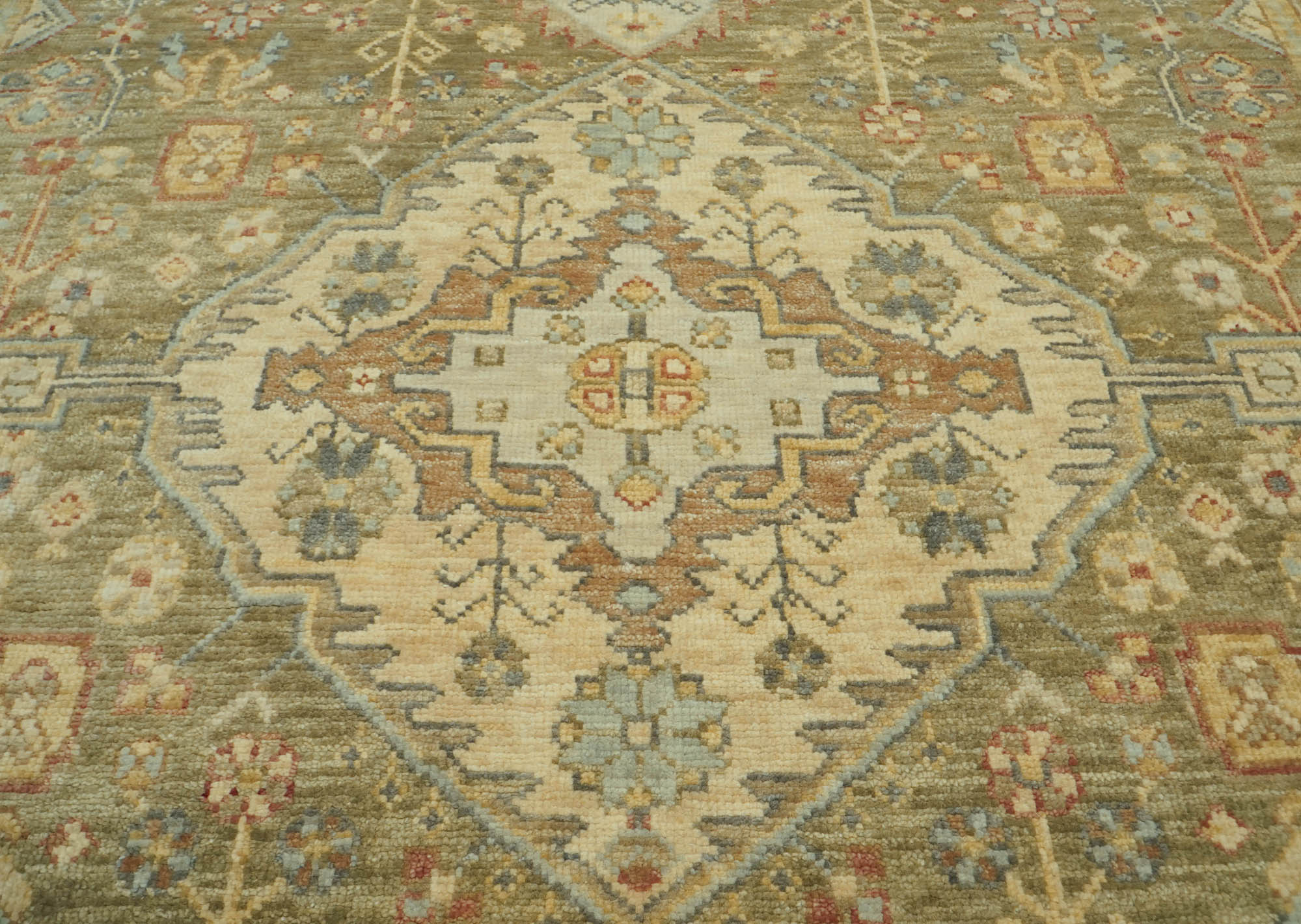 Elinor LoomBloom 8x10 Oriental Area Rug in Green Traditional Oushak Wool Hand Knotted