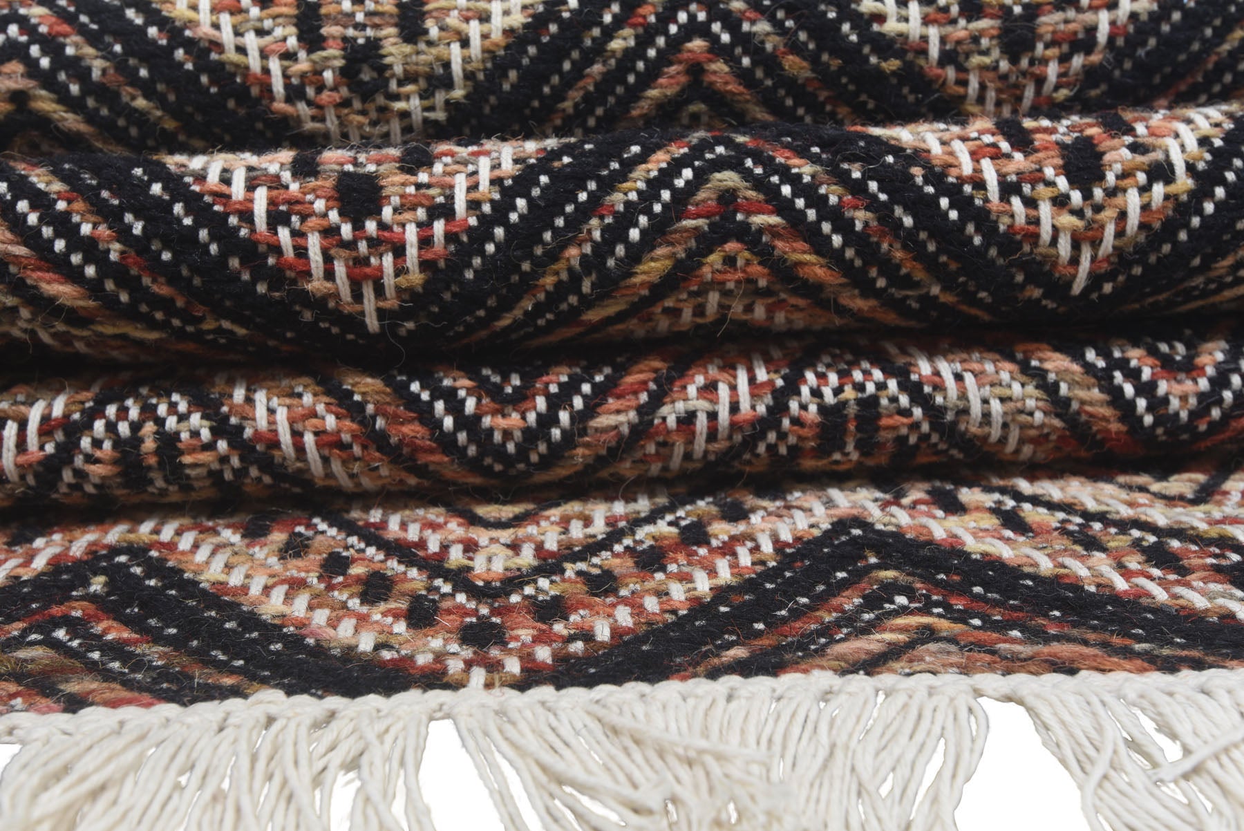 Multi Size Black Ivory Rust Color Hand Woven  Wool Modern & Contemporary Oriental Rug