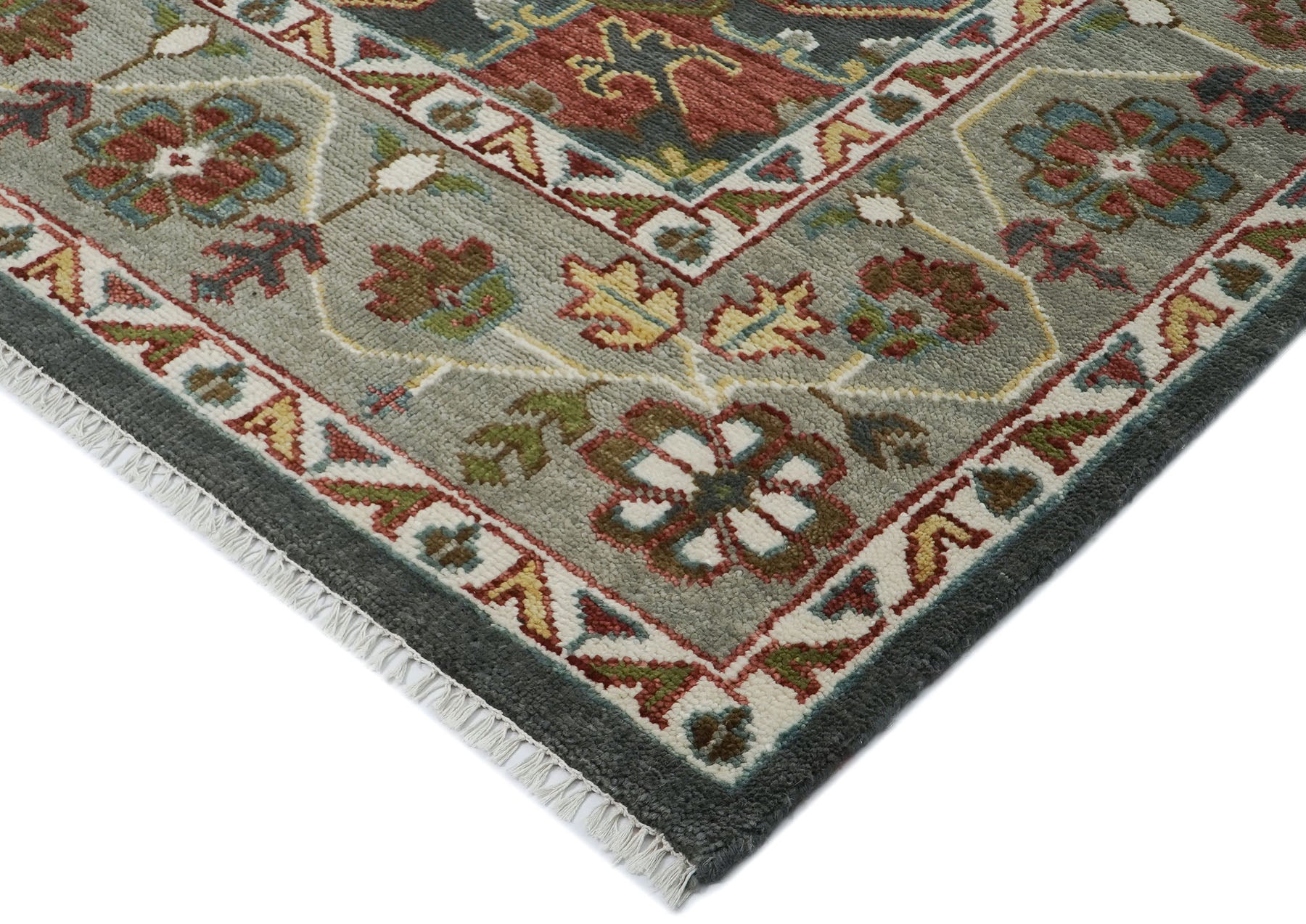 10x14 Gray, Slate, Aqua Color Hand Knotted Oushak Wool  Oriental Rug