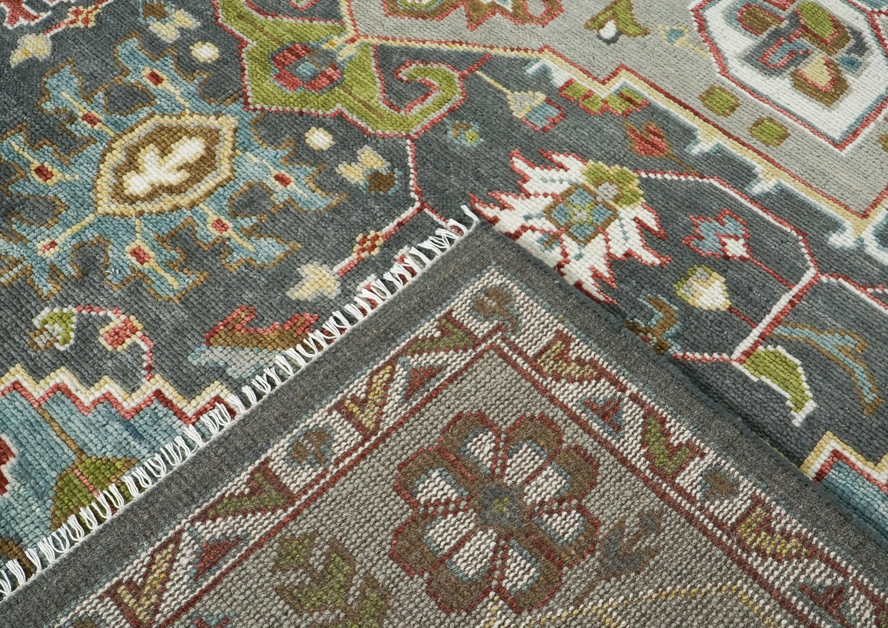 10x14 Gray, Slate, Aqua Color Hand Knotted Oushak Wool  Oriental Rug