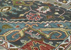 10x14 Gray, Slate, Aqua Color Hand Knotted Oushak Wool  Oriental Rug