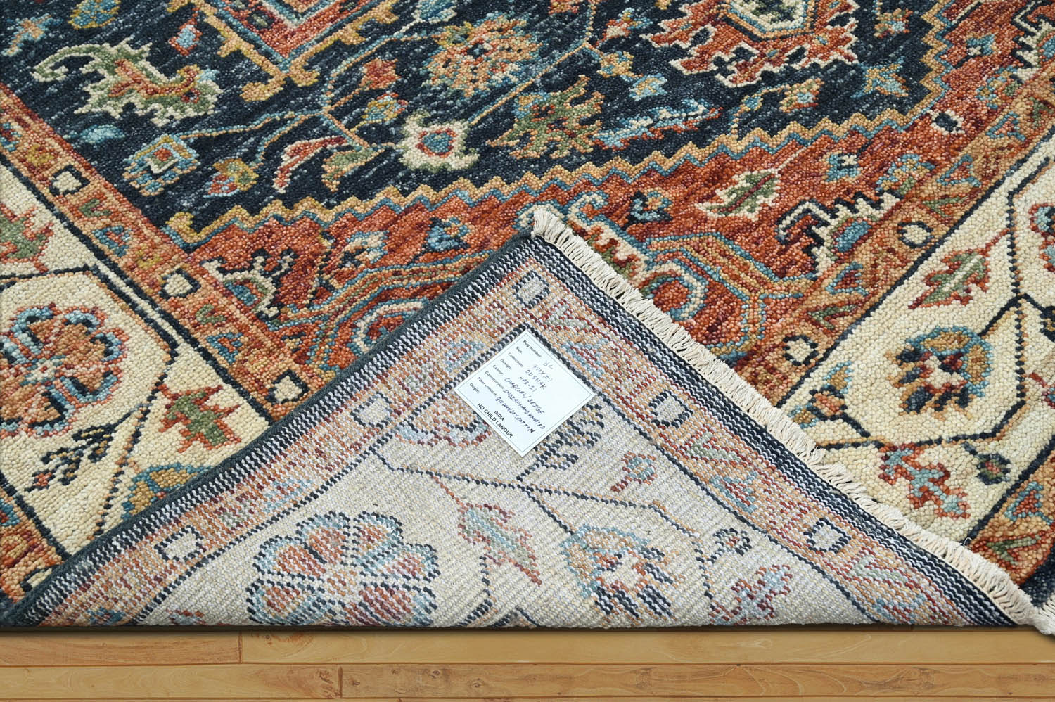 Ermino LoomBloom Multi Size Traditional Oushak Wool Oriental Area Rug in Navy