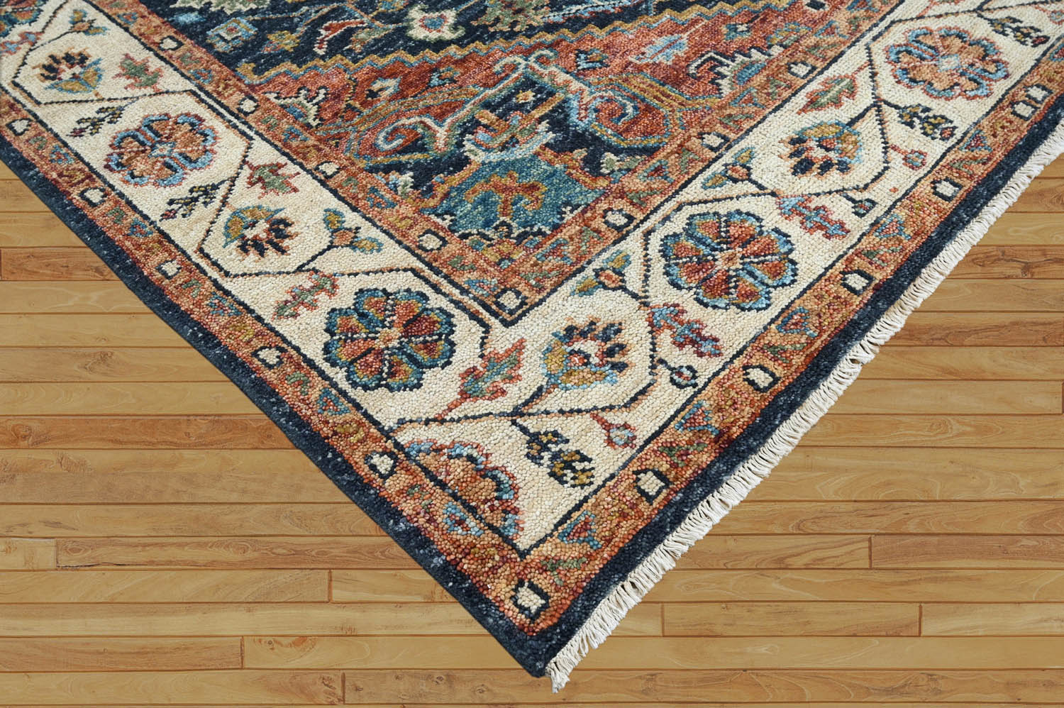 Ermino LoomBloom Multi Size Traditional Oushak Wool Oriental Area Rug in Navy