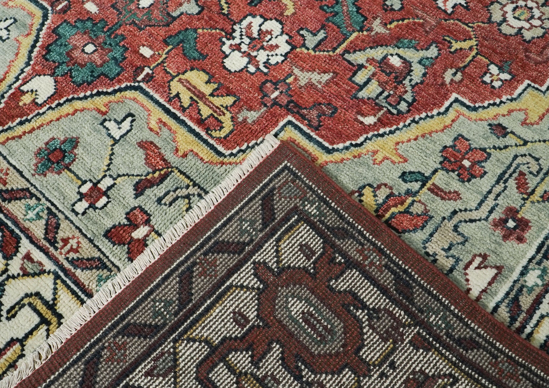 10x14 Blue, Peach, Lime Color Hand Knotted Oushak Wool Arts and Crafts Oriental Rug