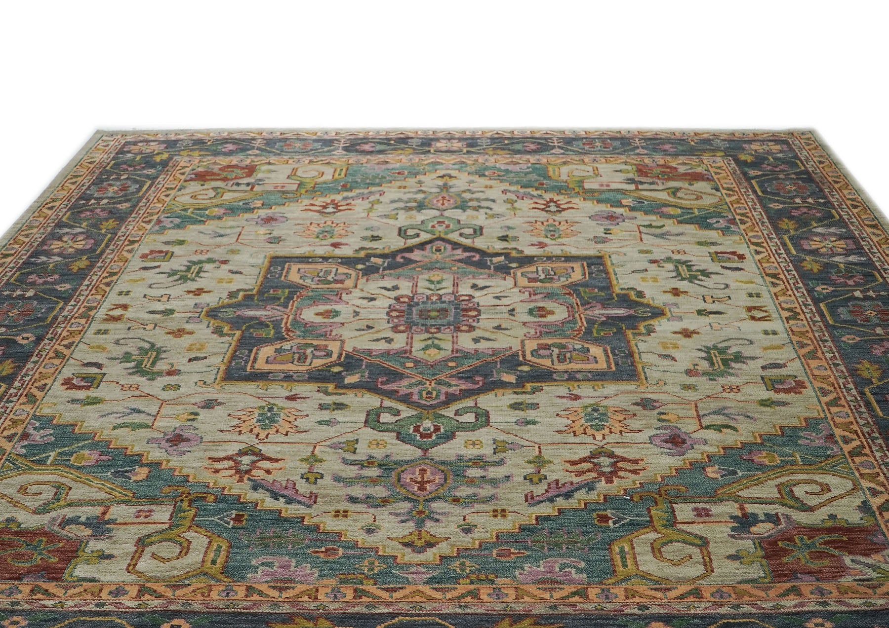 12x15 Mint, Blue, Aqua Color Hand Knotted Oushak Wool  Oriental Rug