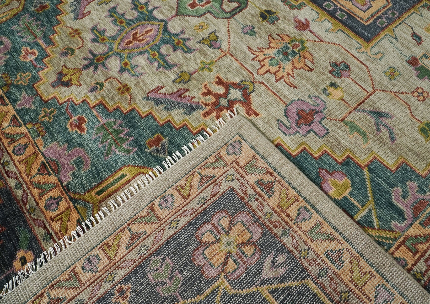 12x15 Mint, Blue, Aqua Color Hand Knotted Oushak Wool  Oriental Rug