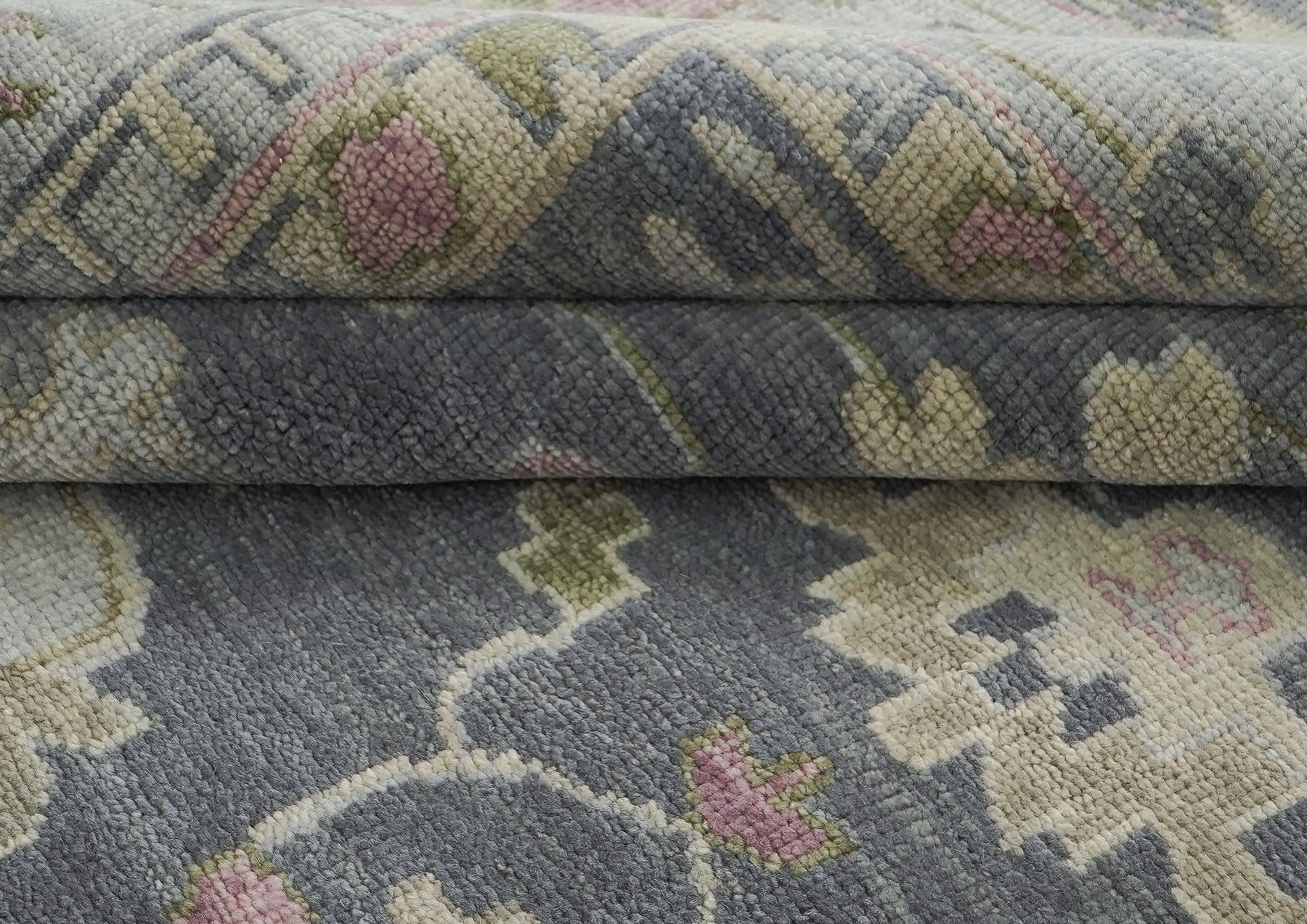 12x15 Slate, Gray, Mint Color Hand Knotted Oushak Wool Transitional Oriental Rug