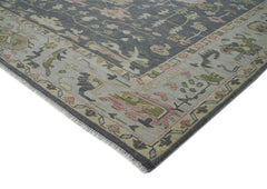 12x15 Slate, Gray, Mint Color Hand Knotted Oushak Wool Transitional Oriental Rug