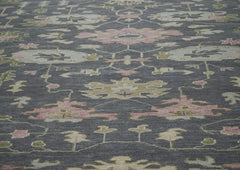 12x15 Slate, Gray, Mint Color Hand Knotted Oushak Wool Transitional Oriental Rug