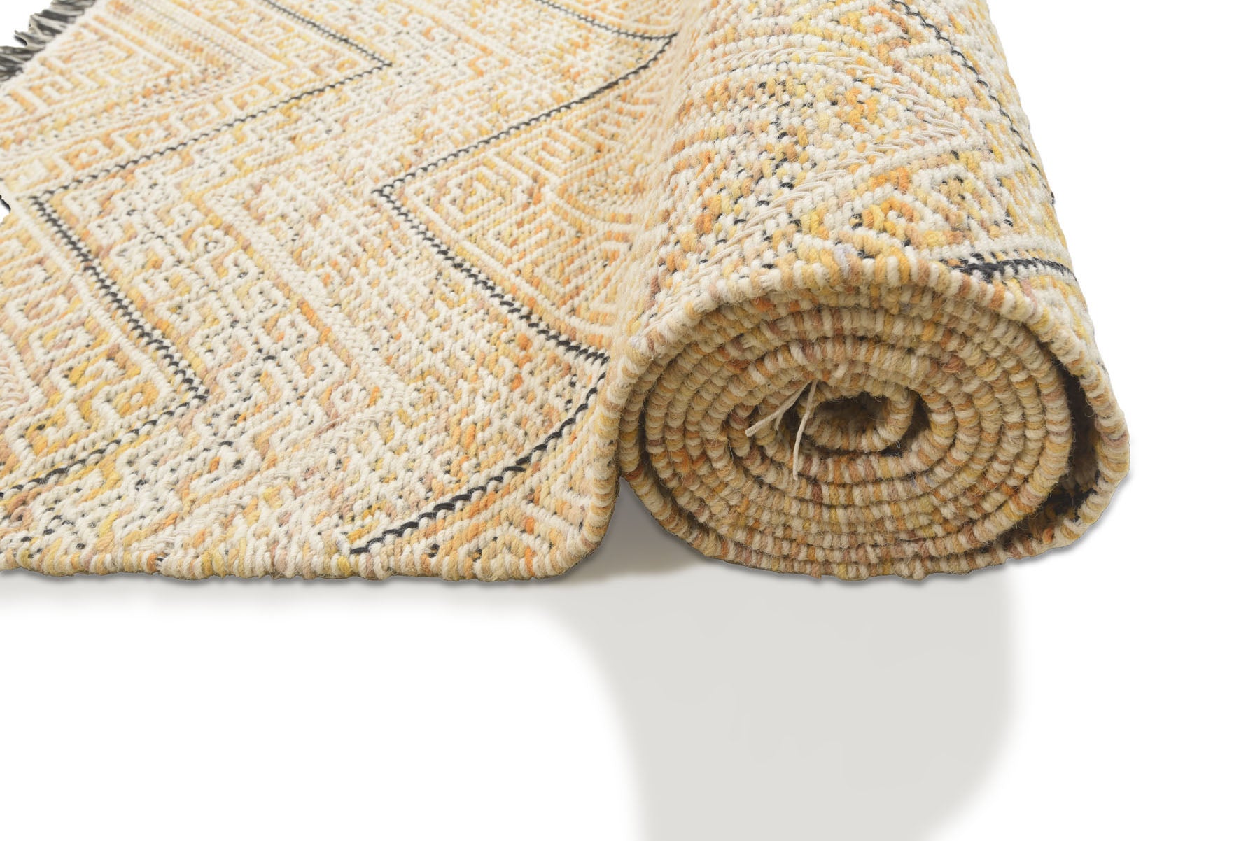Multi Size Mustard yellow Ivory Beige Color Hand Woven  Wool Modern & Contemporary Oriental Rug