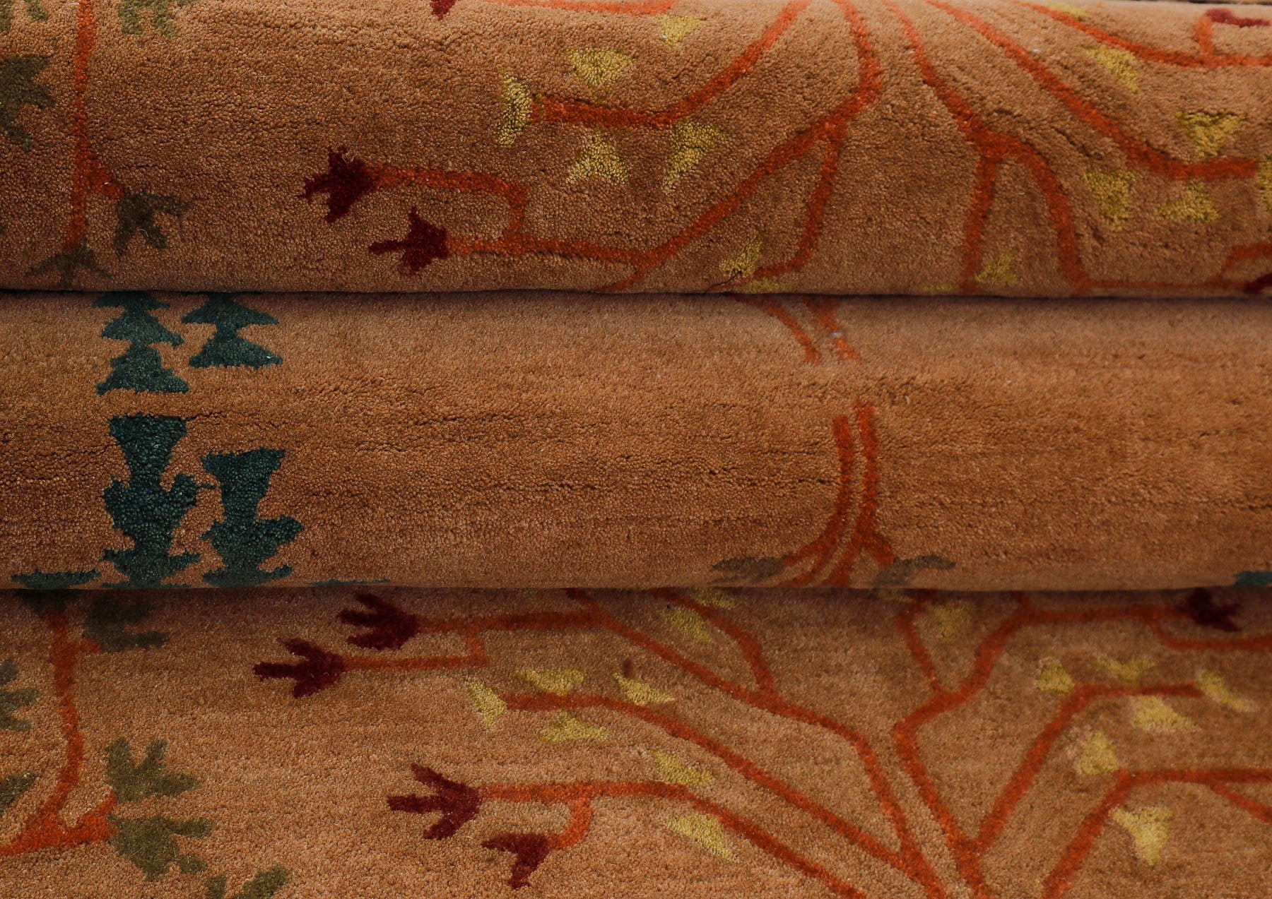 9x12 Peach, Pistachio, Blue Color Hand Tufted  Wool  Oriental Rug
