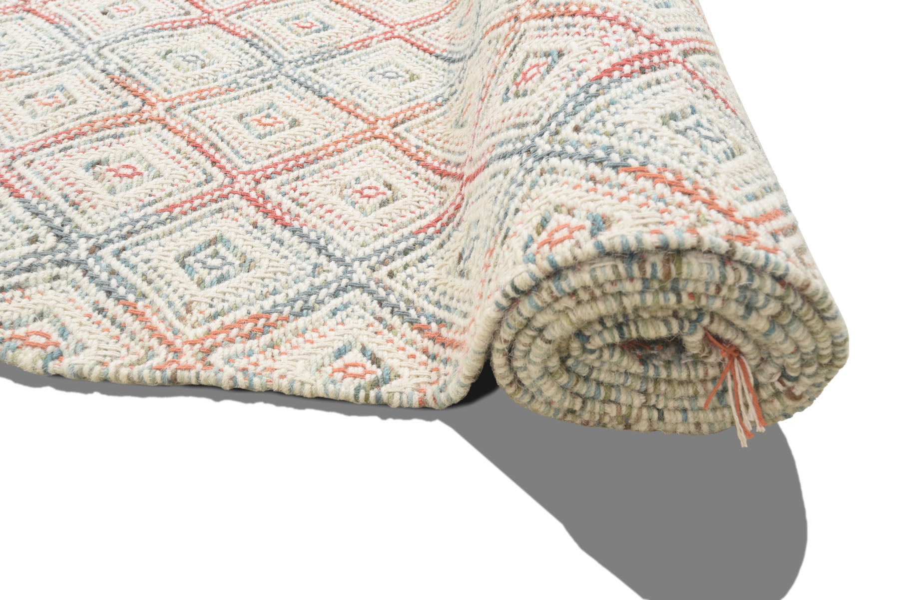 Multi Size White Coral Slate grey Color Hand Woven  Wool Modern & Contemporary Oriental Rug