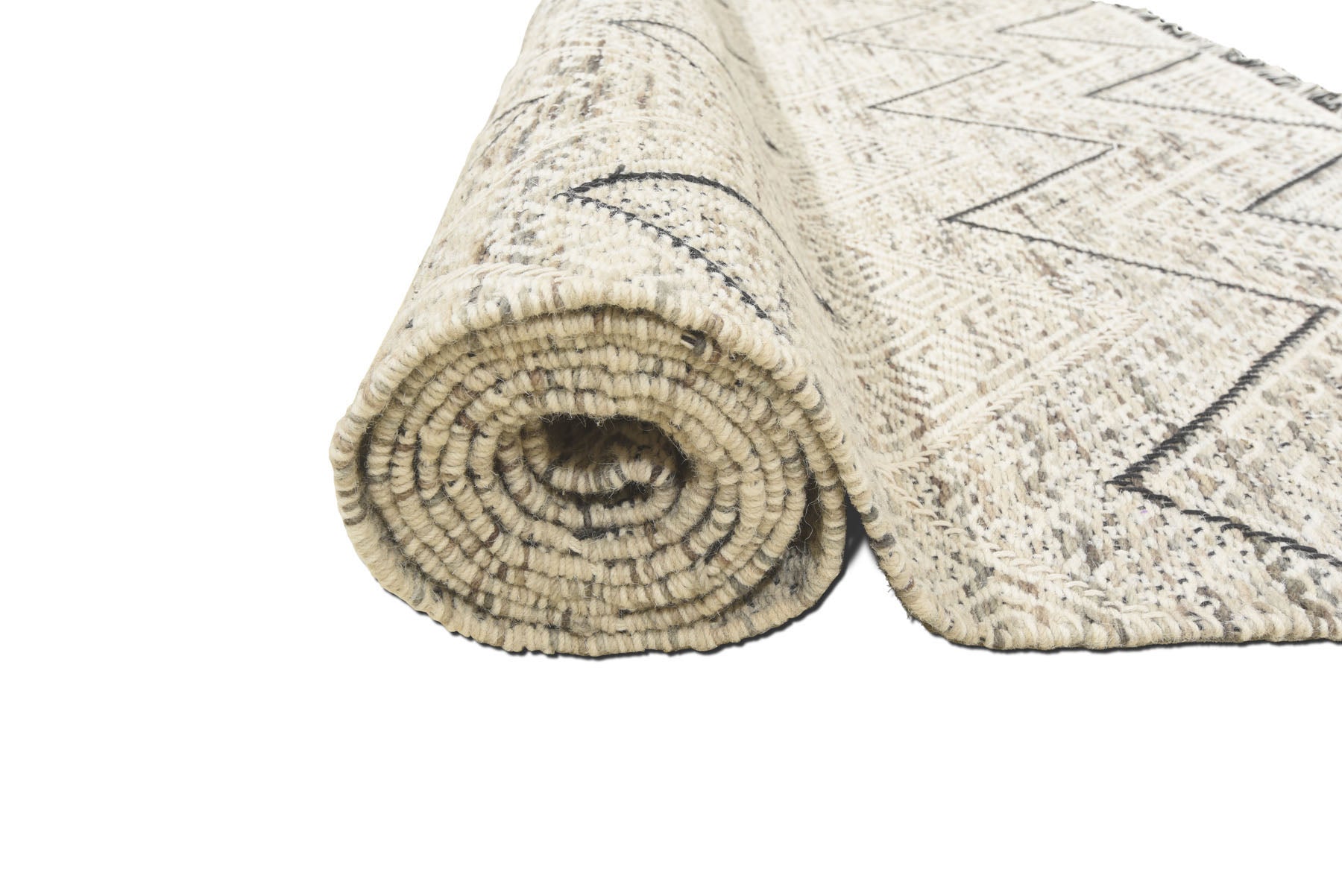 Multi Size Ivory Black Beige Color Hand Woven  Wool Modern & Contemporary Oriental Rug