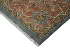 12x15 Blue, Burnt Orange, Ivory Color Hand Knotted Oushak Wool Arts and Crafts Oriental Rug