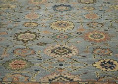 12x15 Blue, Rose, Navy Color Hand Knotted Oushak Wool Arts and Crafts Oriental Rug