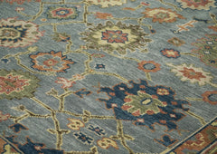 12x15 Aqua, Rose, peach Color Hand Knotted Oushak Wool Arts and Crafts Oriental Rug