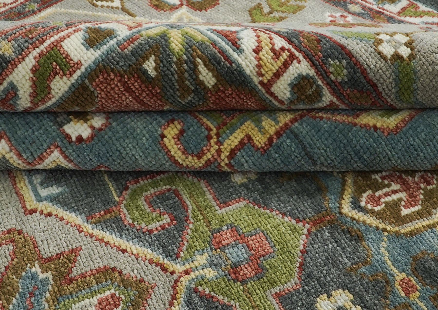 12x15 Slate, Gray, Ivory Color Hand Knotted Oushak Wool  Oriental Rug