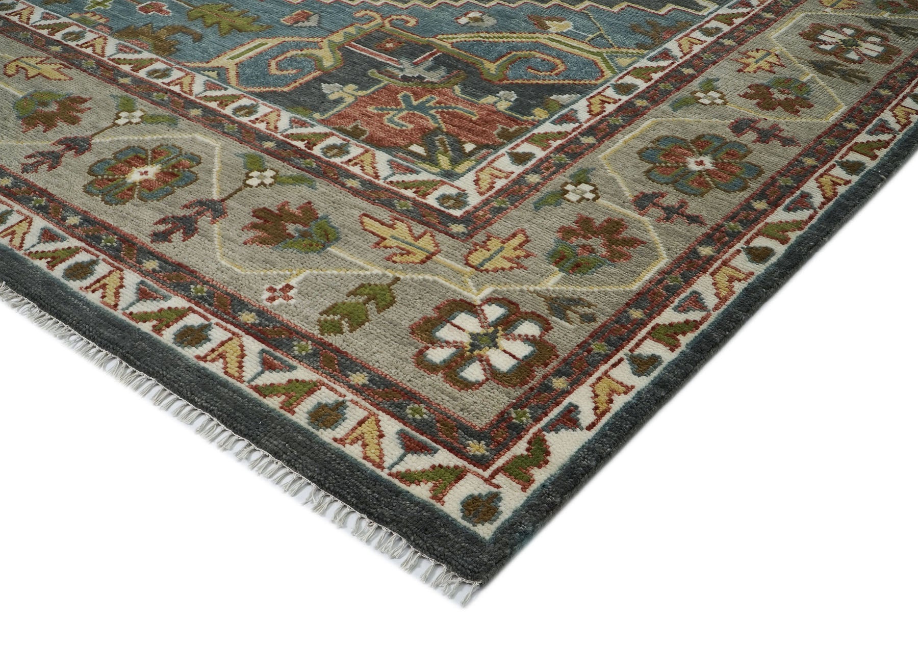 12x15 Slate, Gray, Ivory Color Hand Knotted Oushak Wool  Oriental Rug